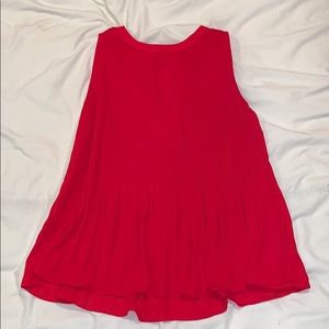LOFT Red Chiffon Tank Top